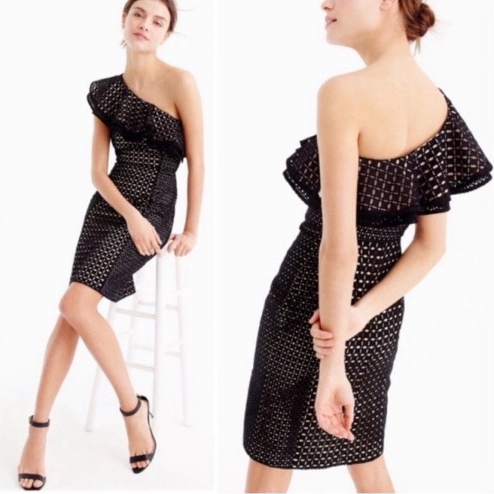 J Crew One Shoulder Eyelet Dress Size 00